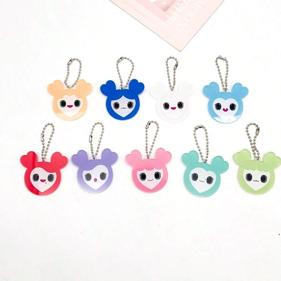 A Set Of /1 Piece Of Twice LOVELYS Cartoon Character Pearl Chain Double-Sided Acrylic Keychain Pendant Accessories, Christmas Gift (Style Random) - Multicolor - View 1