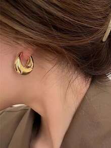 1 Pair Geometric Hoop Earrings, Fashionable High-End Minimalist Earrings, Versatile For Commuting And Daily Wear