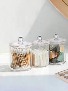 4 pièces Boîte de rangement cosmétique, support pour cotons-tiges, boîte de rangement pour salle de bain, distributeur de disques ronds/fil dentaire pour le classement et le rangement. Flacons de voyage pour la salle de bain, les voyages, l'extérieur, les affaires, étanches et portables