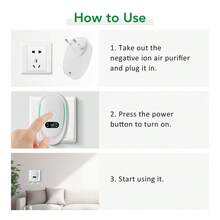 Hailicare Plug-In Air Purifier With Negative Ion Generator, Mini Negative Ion Air Purifier, Portable Negative Ion Generator, Quiet Operation, Air Freshener Suitable For Pet Odor, Kitchen Odor, Dust, Smoke - US A Type Plug(110-127V) - View 5