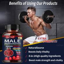 Gwynne Multivitamina Para Hombres 90 Cápsulas,8 En 1 Multivitaminas Para Hombres Diarias 2550 Mg Max Con Zinc,shilajit,h orny Goat W eed,etc,apoyo A La Energía Física - Otros - Ver 4