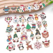 20/30pcs Christmas Charms - Enamel Alloy Santa/Snowman/Reindeer Pendants For DIY Keychains
