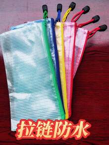 5pcs/Set Large Capacity Zipper Mesh Bags, Transparent Waterproof Storage Pouches, Multi-Functional Handheld Stationery Bag For Students, Versatile For Travel, Office Supplies And Home Organization, Fits A4/A5/A3 Documents