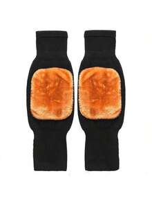 1Pair Of Winter Unisex Knee Warmers Soft Thermal Lined Knee Protectors Thermal Energy Knee Pads Leg Covers