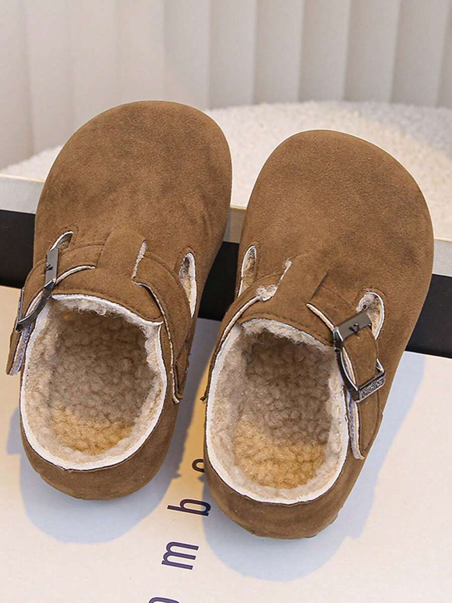 1 Pair Children's Soft Bottom Non-Slip Flat Shoes, Girls Comfortable Loafers, Boys Warm Thermal Lined Casual Shoes, Autumn/Winter