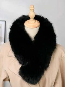 1 szt. Jednokolorowy, puszysty, zimowy szalik ocieplający szyję dla kobiet, gruby i ciepły, idealny na sukienkę