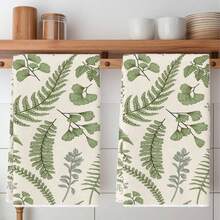 2 Pcs Kitchen Towels Set - Soft, Absorbent, Quick-Dry, Lint-Free, Reusable Dish Towels With Leaves And Herbs Pattern For Kitchen, Farmhouse, Holiday Home Decor - Mint Green - View 6