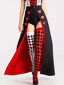 1 para podkolanówek z wzorem w romby, uniwersalne skarpetki za kolano na cosplay, bal maskowy, damskie, przytulne skarpetki - Wielokolorowe - Zobacz 3