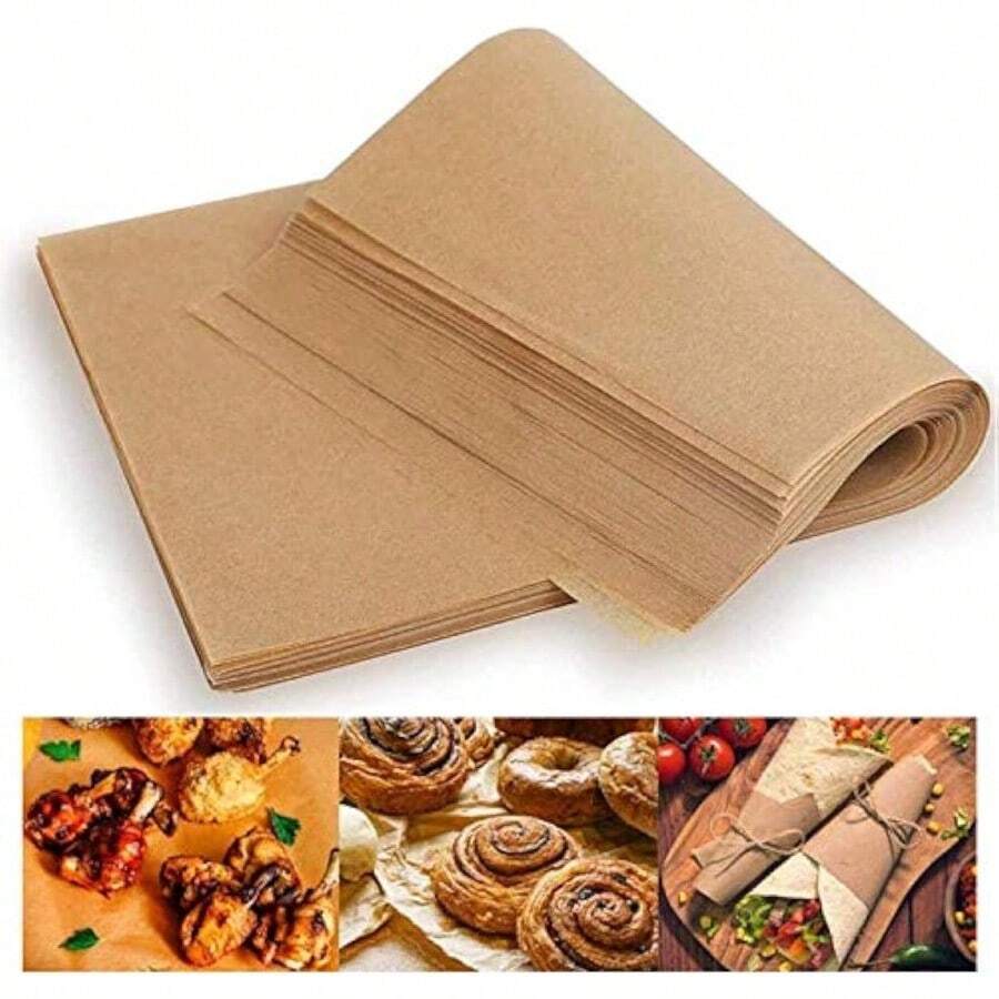Brown Grease Resistant Wax Paper Sheets For Food Packaging Oil Resistant Paper Ideal For Chips Fried Chicken And Sandwich Wrapping At Parties Suitable For Food Contact And Storage Not Recommended For Oven Or Air Fryer Use - 棕色 - 查看 1