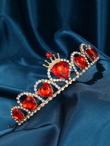 Princess Crown Red Heart Crown Queen Of Hearts Evie Costume Party Tiara Birthday Tiara For Girls And Women. Valentine's Day Accessories - Red - View 2