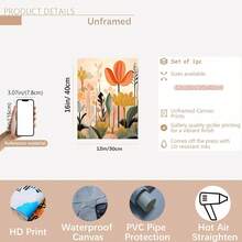 3 Pieces Set Art Deco Modern Tropical Jungle Canvas Wall Art Prints, Abstract Botanical Bohemian Landscape Posters For Home Office Decor, Optional Frame Indoor Portrait Wall Hangings, Wall Art With Frame - Multicolor - View 13