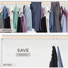 MORALVE Pants Hangers Space Saving -  European Beechwood Scarf And Jean Hangers - Closet Organizer And Space Saver Pant Rack, Leggings Hanger, And Scarf Holder With 360° Swivel Hook(1 Pack White) - Type4 - 查看 3