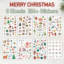 8pcs/256pcs Christmas Stickers, Matte Stickers, Versatile Use: Christmas, New Year, Winter Stickers, Suitable For Decorating Cards, Party Invitations, Scrapbooks, And Can Be Stuck On Luggage, Computers, Water Bottles, Skis, Refrigerators, Cabinets, Walls, Bicycles, Notebooks, Mirrors, And Any Surface You Want To Decorate
