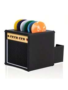 Guitar Pick Holder With Random Five Color Picks, Vintage Speaker Guitar Pick Holder, Portable Guitar Pick Holder, Gift For Guitar Lovers - có ngăn kéo lưu trữ + 5 mái chèo màu ngẫu nhiên - Xem 9
