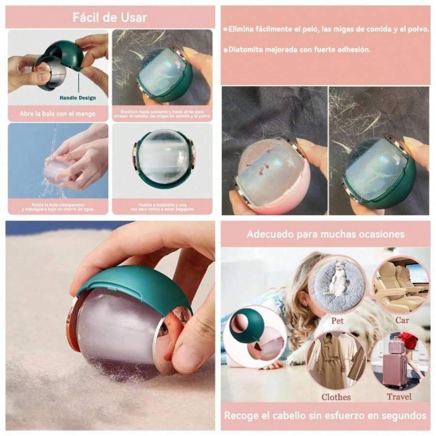 2 Rodillo Quitapelusas Reutilizable, Rodillo de Pelusa Porttil, Quitapelos y Rodillos para Mascotas, Lavable Reutilizable Removedor para Ropa, Muebles, Alfombras, Cama, Sof Rosa y Blanco - Rosa y Blanco - Ver 1