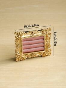 1pc/2pcs Vintage Copper-Color Resin Floral Edged Mini Photo Frame Jewelry Holder, With Embossed Ring Tray Suitable For Wedding, Birthday, Valentine's Day Gifts - Nhiều màu - Xem 4