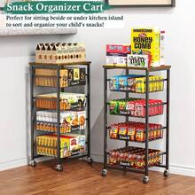 Fruit Basket, 5 - Tier Utility Kitchen Organizer And Storage Cart With Pull - Out Baskets And Wood Top, Rolling Pantry Kitchen Cart On Wheels Fruit Potato Onion Vegetable Snack Produce - Black + 5 Tier - View 6