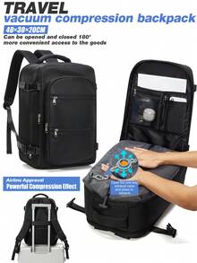 真空压缩背包 - 耐用尼龙材质，男女通用大容量旅行背包，多功能行李收纳背包，轻便防水 - 适合旅行、徒步、露营和户外探险。多功能真空压缩收纳背包，大学生背包，可登机背包，大容量旅行背包，符合航空运输标准，防水，可容纳 14 英寸和 15.6 英寸笔记本电脑，尺寸：40*30*20 厘米 - 彩色 - 查看 2