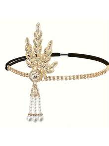 1PC Music Festival Women's 1920s Afternoon Tea Party Dance Valentine's Day Mother's Day Bride Alloy Artificial Feather Hairpin Headwear Party Feather Tiara Pearl Necklace Gloves-Retro Masquerade Ball Star Dress Up Accessories Retro Headwear For Dinner Parties Costume Party Accessories Set: Necklace, Hair Accessories, Feather Hairband, Evening Party, Annual Meeting, Party, Retro Hair Accessories, Bridal Decorations - Multicolor - View 11