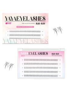 40pcs 5-Row Flaming Lashes Set, Faux Mink, Glue-Free, 3-Second Application, C-Curl, Segmented, Natural Manga-Style Eyes, Transparent Band, Individual Lash Extension For Daily Makeup, DIY At Home, Soft And Easy To Use Lash Clusters, Lash Clusters, Individual Lashes, False Eyelashes