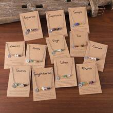 1pc Bohemian Style Natural Stone Necklace With 12 Zodiac Birthstone Pendants - Astrology Constellation ​Personalized Aries​,Taurus​​,Gemini​​,Cancer​​​​,Leo​ ,Virgo​,Libra​,Scorpio​​,Sagittarius​​,Capricorn​,Aquarius​​,Pisces​ Jewelry Perfect Birthday Gift For Her Women, Men, Daughte, Wedding Party Mother's Day Christmas Versatile Everyday Wear (Stone Shape, Size, And Color May Vary)