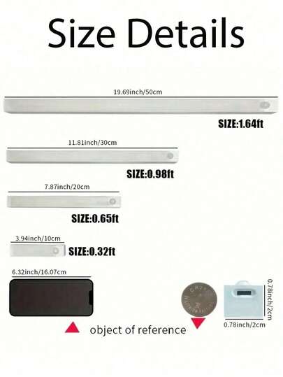 1pc 10cm/3.94in, 20cm/7.87in, 30cm/11.81in, 50cm/19.69in LED Rechargeable Eye Care Bureau Lamp, Wireless Motion Sensor Cabinet Light, Reading Under Magnetic Strip Bookshelf Bedroom/Storage Room Night Portable held USB Lamp view 3