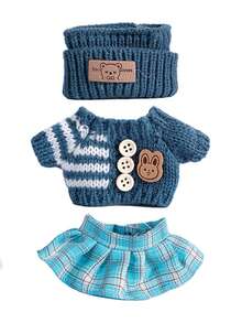 1/2 Set Fashion Doll Clothes, Suitable For 6.69 Inch Dolls (Doll Not Included), Hand-Knitted Outfit Including Bucket Hat, Sweater And Pants Or Skirt, DIY Fashionable And Fun Accessories, Cute Doll Accessories For Play And Display, Great For Birthday, Anniversary And Holiday Gifts (Shoes And Doll Not Included) - Multicolor - View 19