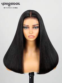 MEGALOOK 6"X5" Salon-Grade Luxury Lace Front Wig, 200% Density Double Drawn Smooth Straight Hair, Natural Black Color Pre-Plucked Pre-Cut Lace Wig, Suitable For Women, Natural Hairline, Dark Brown Lace Closure Wig, 10-20 Inch Long Bob Style Wig, Beginner-Friendly Human Hair Wig, Lightweight For Summer, Suitable For Daily Wear And Office Occasions - SNatural - View 5