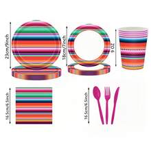 Vajilla desechable a rayas, platos, mantel, vasos, platos, cuchillo, cuchara, tenedor, suministros para baby shower, cumpleaños, picnic