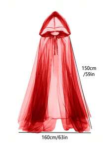 1pc Bride Shawl Halloween Party Cloak Ghost Bride Shawl Witch Vampire Cosplay Game Hooded Cape Horror Party Festival Costume Props Ideal Choice(300*150cm/118*59in)