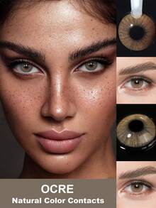 LALENS Aurora Ocre Color Contacts 1 Pair Natural Color Lens Eyes Color Cosmetic Contact Lens Natural Look Colored Lenses For Eyes Yearly Beauty Contact Lens For Dating And Daily Use, Fashion Contact Lenses Halloween Costume Cosplay - Hidrocor Ochre - View 3