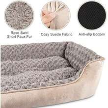 JOEJOY Rectangle Dog Bed For Large Medium Small Dogs - Washable Orthopedic Sofa Bed, Soft Breathable Puppy & Pet Cuddler, Durable Calming Dog Bed With Anti-Slip Bottom, Multiple Sizes,(S(20"X 19"X 6") Beige) - Type24 - 查看 3