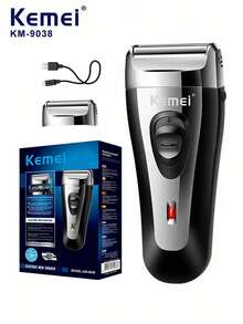 Kemei KM-9038 Reciprocating Electric Shaver, USB Rapid Charging, Rechargeable Shaver, Home Beard Trimmer, Men's Face Shaver, Gift For Boyfriend, Father's Day Gift (1pc) - Black - View 14