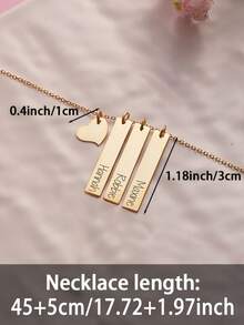1pc Customizable Heart Bar Necklace, Stainless Steel Jewelry, Custom Necklace, Heart Necklace, Men's/Women's Necklace, Name Necklace, Gold Necklace And Silver Necklace, Customizable Items, Personal Decorations, Name Plate Necklace, Simple And Fashionable Decorations, Suitable For Halloween, Christmas, Birthday Gifts, Anniversary Gifts For Yourself And Family, Personalized Gifts For Friends - Multicolor - View 8