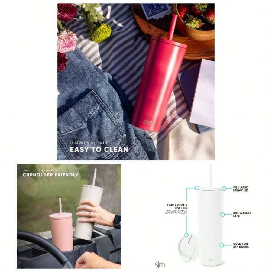 Vaso Trmico con Pajita y TapaVaso de Caf Botella de Agua Reutilizable de Acero Inoxidable Taza de Caf para ViajesRegalos para Mujeres HombresClassic Coleccin 710mlAlmond Birch - 830 ml + -Blanco invierno - Ver 1