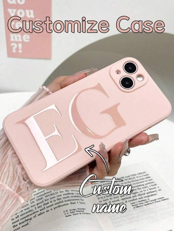 1pc Customized Name Phone Case, Personalized Name Design Phone Cover, Customized Name Cover, Heart-Shaped Phone Case, Anniversary Gift, Valentine's Day Gift, Gift, Birthday Gift, Wedding Gift, Mother's Day Gift, Father's Day Gift, Best Friend Gift, Gift For Mom/Dad, Gift For Boyfriend, Gift For Girlfriend