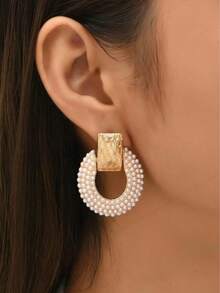 1 Pair Pearl Earrings, Suitable For Women