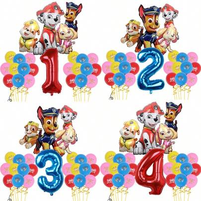 1Set Cartoon Paw Patrol Foil Balloon Digital Number Supplies Rescue Dog Birthday Party Decoration Gift ,Paw Patrol Digital Balloon Is Suitable For Birthday Decoration
