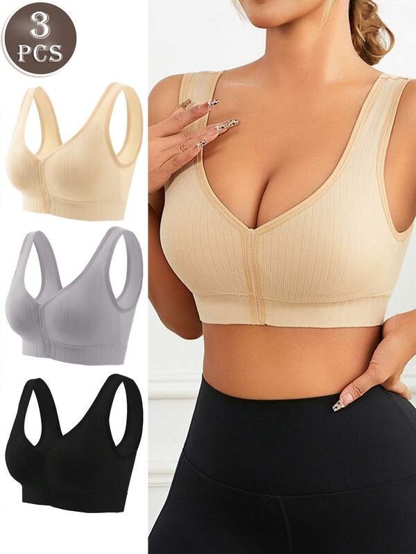 3 Stücke/Set Damen Drahtlose BHs, Komfortable und stützende Camisole BHs