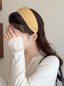 1pc Solid Color Sponge Knit Wide-Banded Headband, Fashion Versatile High-End Elegant Minimalist Headpiece Suitable For Daily Wear, Casual, Party, Commute, Vacation, Face Washing, Makeup, Outfit Matching, Hair Hoop, Hair Band, Hairband For Women Hair Accessories - Multicolor - View 6