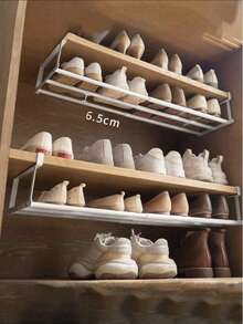 1pc Retractable Shoe Rack, Household Retractable Shoe Cabinet, Layered Partition Board Shoe Tray, Lower Hanging Basket Storage Rack, Cabinet With Layered Partitions Inside, Space-Saving Layered Partitions, Used For Storing Shoes In Home Cabinets, Lower Hanging Hanging Storage Rack - Multicolor - View 4
