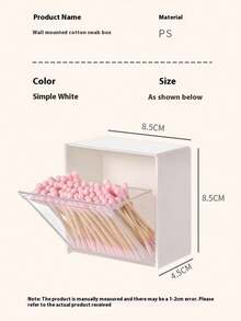4 szt./3 szt./2 szt./1 szt. Ścienne pudełko do przechowywania czystych wacików, łazienkowy organizer ścienny z klapką bez dziurkowania, pudełko do przechowywania kosmetyków, pudełko do przechowywania biżuterii, plastikowy stojak do przechowywania, używany do organizowania i przechowywania czystych wacików, nici dentystycznej, sznurków do włosów, spinek do włosów, podkładki do makijażu, puszki do pudru, szminki, odpowiednie do domu, akademika, komercyjnego, łazienki, dekoracji pokoju, kolekcji łazienkowej, kolekcji sypialni, pudełko do przechowywania