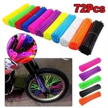 72pcs/Pack Colorful PVC Spoke Covers, 24cm Wheel Rim Spoke Wrap Kit, Motorcycle Bicycle Spoke Decorative Accessories