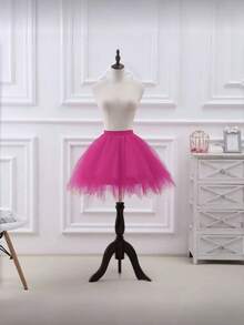 A Women's White, Black, Red, Lake Blue, Rose Red, Orange, Fluorescent Green, Fluffy Style Tutu Dress, Asymmetrical Half Skirt, Petticoat, Princess Dress, Puffy Dress, Multi-Layer Gauze Dress, Boneless Short Skirt, Support. Suitable For Festival Stage, Banquet, Performance Dress, Cosplay Decorative Dress, Dance Dress, Festival Decorative Dress, Wedding Bride And Bridesmaid Petticoat - Multicolor - View 13