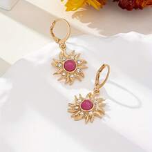 1 Pair Retro Dopamine Glitter Sunburst Fashion Versatile Earrings - Multicolor - View 2