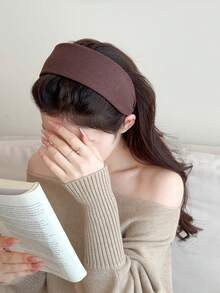 1pc Solid Color Sponge Knit Wide-Banded Headband, Fashion Versatile High-End Elegant Minimalist Headpiece Suitable For Daily Wear, Casual, Party, Commute, Vacation, Face Washing, Makeup, Outfit Matching, Hair Hoop, Hair Band, Hairband For Women Hair Accessories - Multicolor - View 8