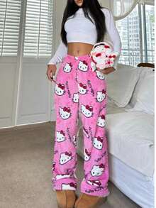 Sanrio 1件毛绒保暖绒裤，女士款，可爱舒适，适合秋冬季节穿着。