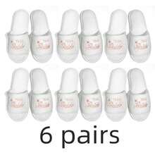 6 双新娘团队刺绣标志露趾拖鞋，白色珊瑚绒材质，5 毫米厚舒适 EVA 鞋底，一次性婚礼伴娘拖鞋 - 粉紅色teambride - 查看 7