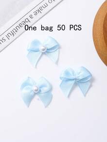 30/50/100/200pcs Ribbon Bow DIY Craft, Mini Satin Ribbon Bows For Shoes, Clothes, Gift Box Decoration, Bowknot, Lingerie Accessory - Blue - View 11