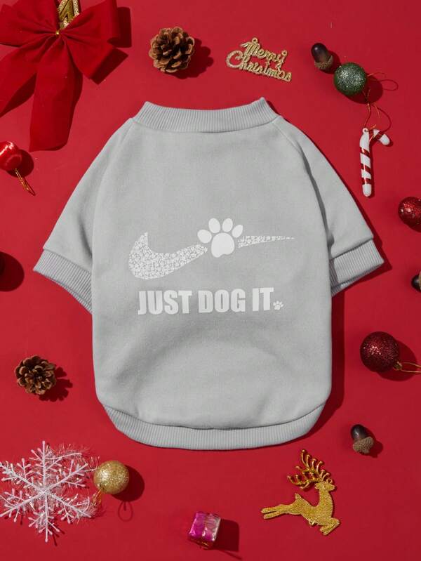 1pc Minimalist Cute Paw Print & Funny Slogan Graphic Pullover Sweatshirt, Flea Resistant, Shed Reducing, Warm & Breathable, Suitable For Indoor & Outdoor Cats & Dogs
